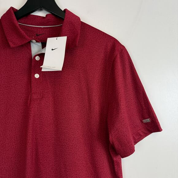 NWT Nike Mens Dri-Fit Golf Leopard Print Red Polo Shirt $75 - S - Picture 2 of 8